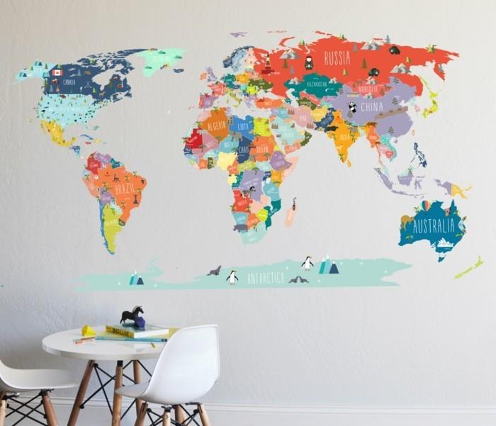 maailmankartta seinän värillinen seinän koristelu kartta maailma