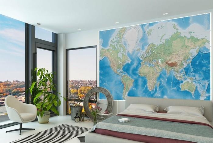 maailmankartta seinä makuuhuone koristella seinän koristekasveja raita matto