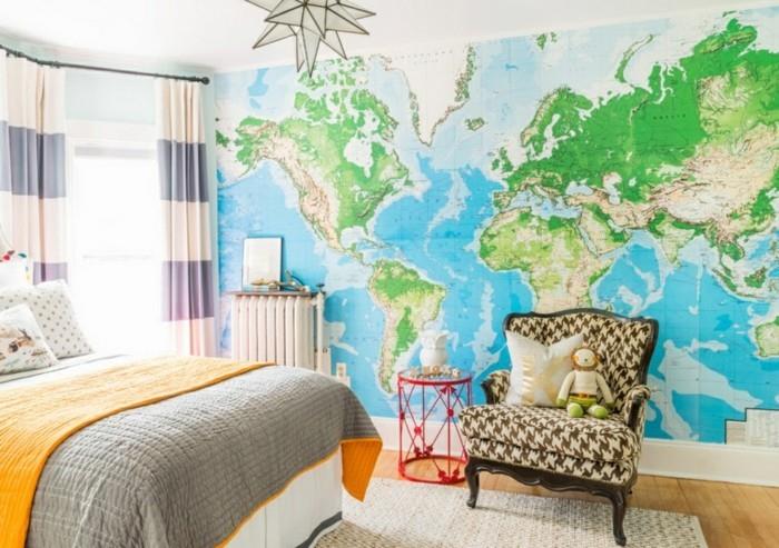 maailmankartta seinä makuuhuone sisustus tyttö sali lattia