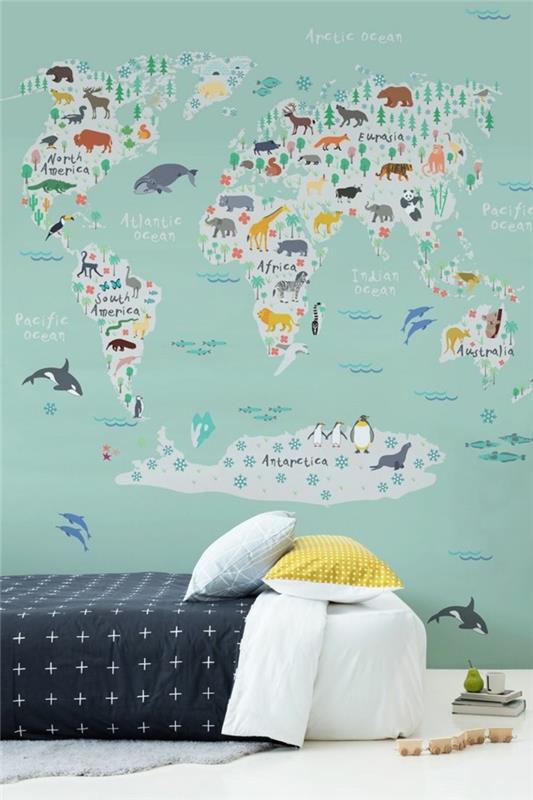 maailmankartta seinämaalaus maalaus lastenhuone koristella