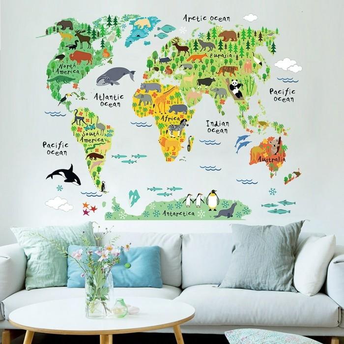 maailmankartta seinä tarra olohuone värillinen hauska