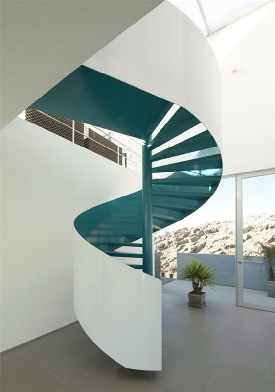 kierreportaiden suunnittelu valkoisten portaiden kaiteiden sisustuskasvit