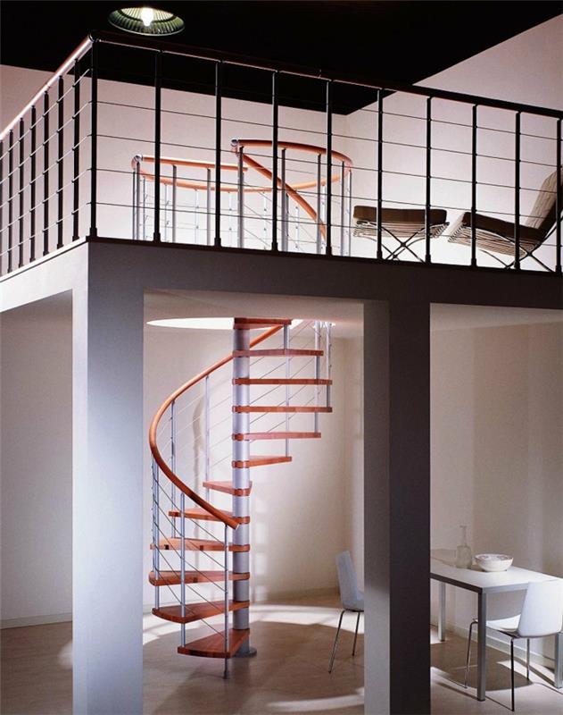 kierreportaiden sisustus pienet sisätilojen portaat minimalistisia eläviä ideoita