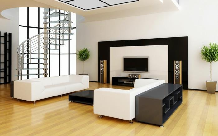 kierreportaiden suunnittelu sisustus olohuoneen sisustusideoita valkoiset olohuoneen sohvat
