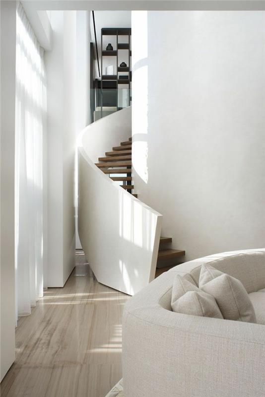 kierreportaat sisätilojen portaikkojen suunnittelu valkoinen kiinteä sisustus olohuone