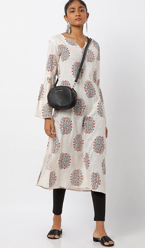 Bomuld A-line hvid Kurti