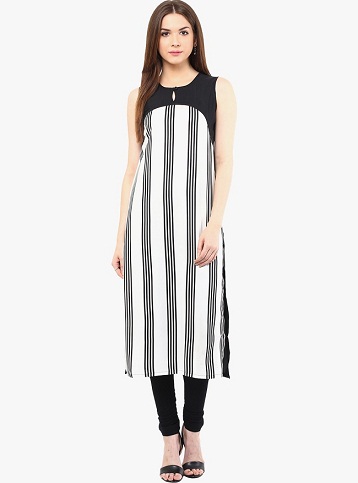 Ærmeløs hvid Kurta til kvinder