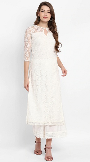 Net hvid Kurti med Palazzo