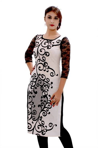 Broderet Hvid Kurta
