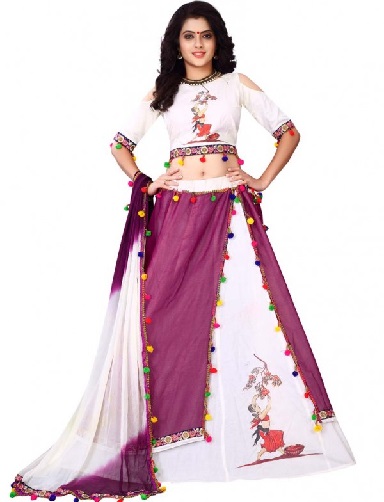 Fehér és rózsaszín Lehenga