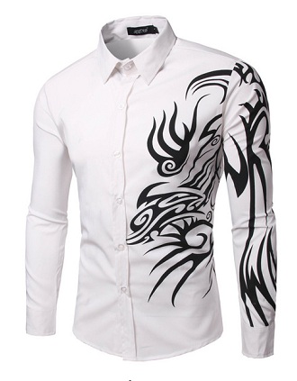 Dragon Print hvid skjorte