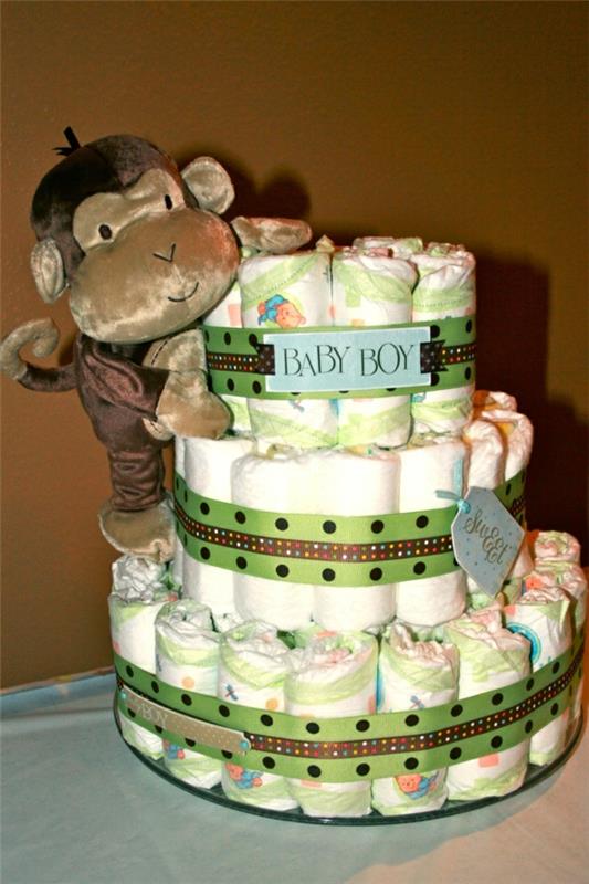 vaippa kakku näpertely ohjeet vauva lahjat syntymä apina