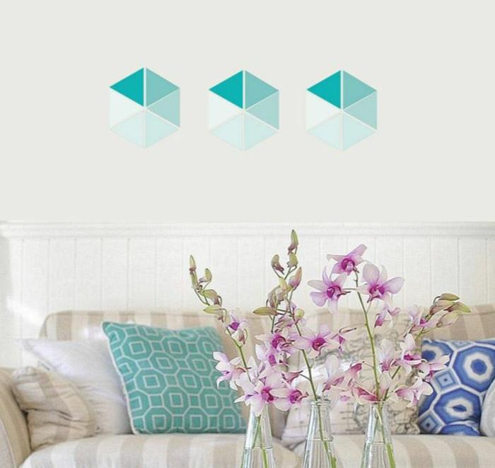 design seinät ngeometrinen kuvio vihreä minttu