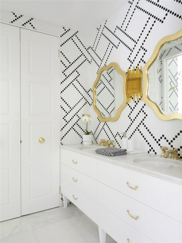 seinät väri suunnittelu graafinen kuvio musta valkoinen kylpyhuone