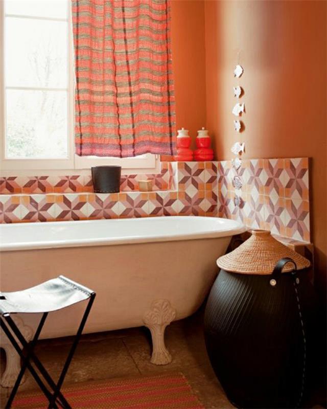 maalaa seinät ideoita kylpyhuone oranssi seinämaali