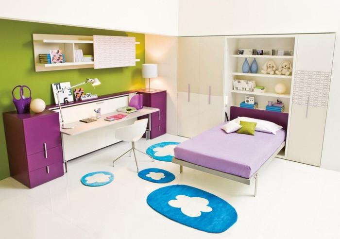 maalaa seinät ideoita vihreä aksentti seinä violetti elementtejä koti ideoita lastenhuone