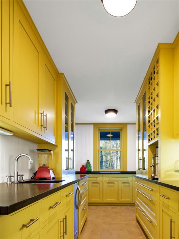 maalaa seinät ideoita keittiön suunnittelu keltainen keittiökaapit valkoinen seinämaali