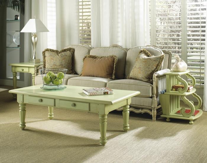 olohuone olohuone vihreä sohvapöytä sivupöytä matto