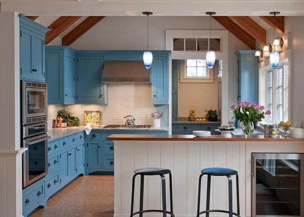 sinivalkoinen perinteiset keittiöt keittiökalusteet