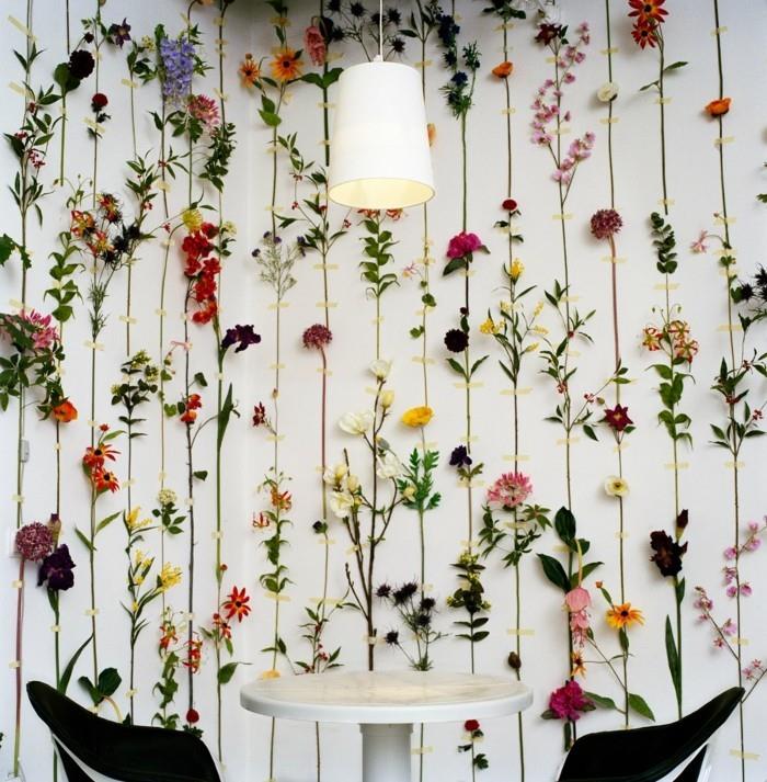 olohuone ideoita ruokasali kukka koristelu seinän suunnittelu