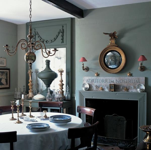 eläviä ideoita ruokasalin sisustusideoita ruokapöytä ja tuolit englantilainen seinäväri mintunvihreä