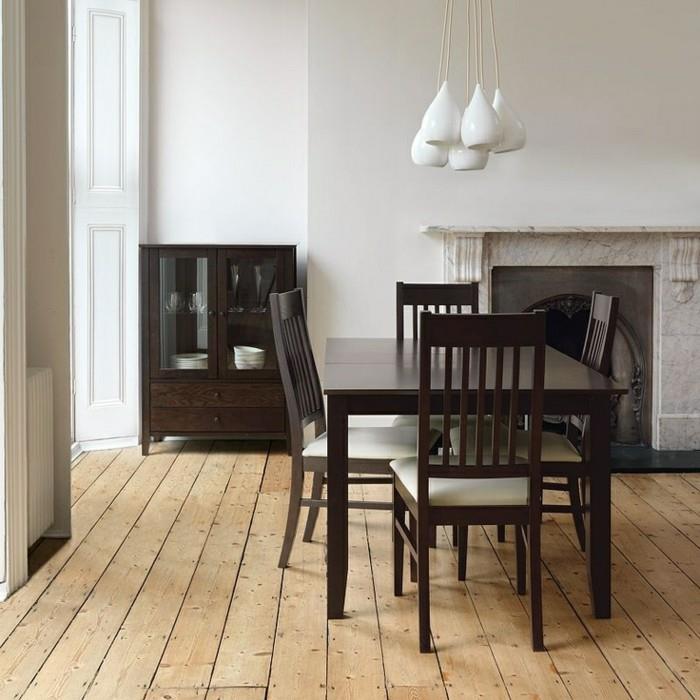 elävät ideat ruokasali tyylikkäät valkoiset riippuvalaisimet yhdistyvät kauniisti ruskeisiin huonekaluihin
