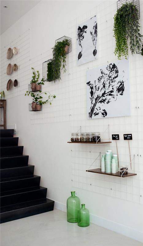 eläviä ideoita käytäväsuunnittelu portaikko säilytystilaa ideoita seinän suunnittelu lankahyllyt