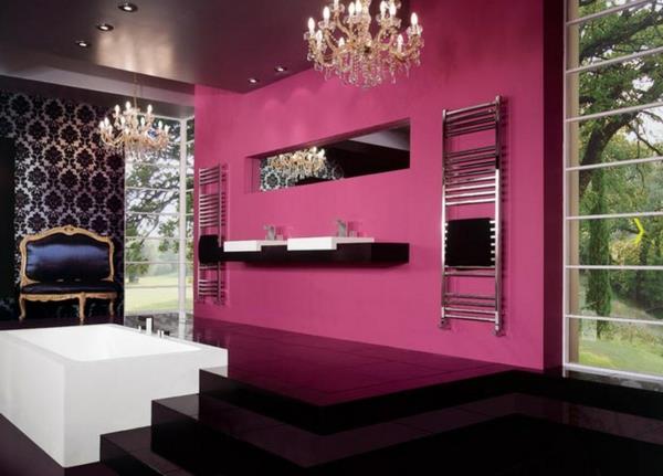 eläviä ideoita violetissa mustassa kylpyhuoneen kattokruunussa