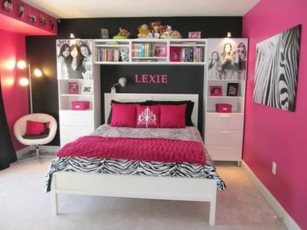 nuorten huoneen suunnittelu sänkyhyllyjärjestelmä vaaleanpunainen seinäsuunnittelu