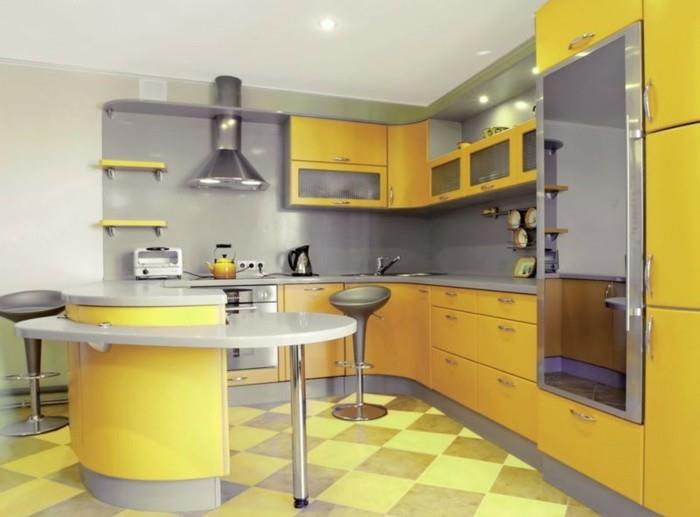 eläviä ideoita keittiö g -muotoinen keittiö keltaisella