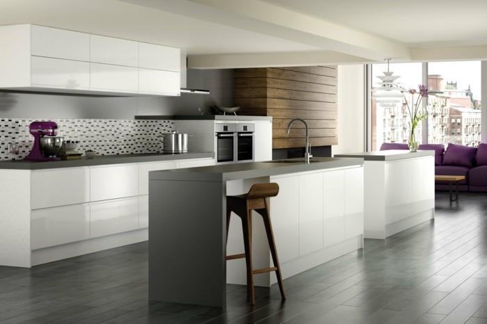 elävät ideat keittiö moderni keittiö design violetti sohva