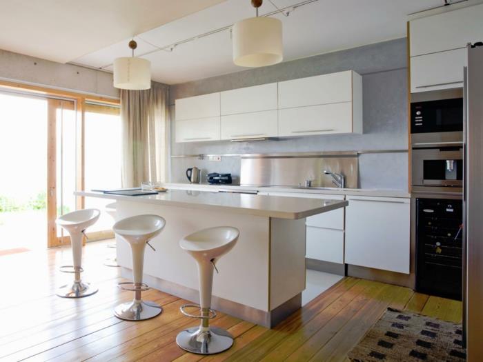 elävät ideat keittiö moderni keittiö saari baarituoli riippuvalaisimet