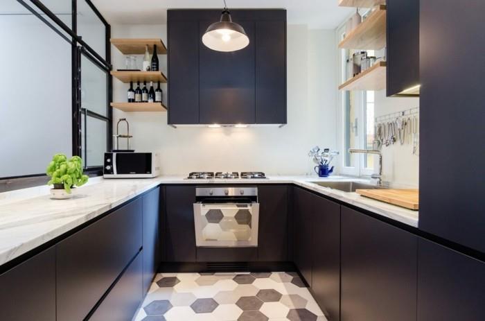 eläviä ideoita keittiö moderni u-muotoinen keittiö, jossa kaunis lattia