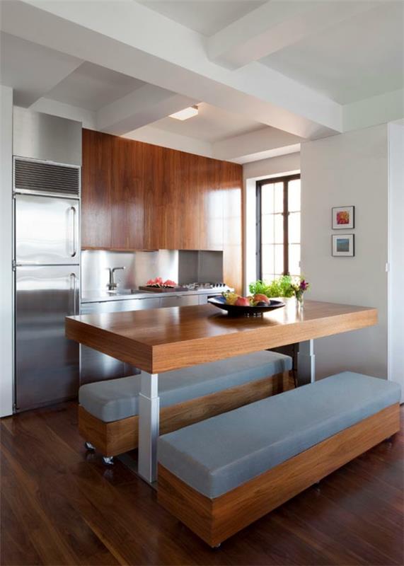 keittiöratkaisut pieniin keittiöihin puinen pöytäpöytä