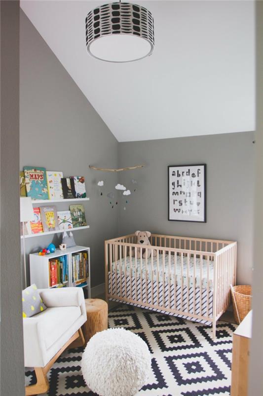 eläviä ideoita lastentarha vauvan huone kirjahyllyt matto kuvio
