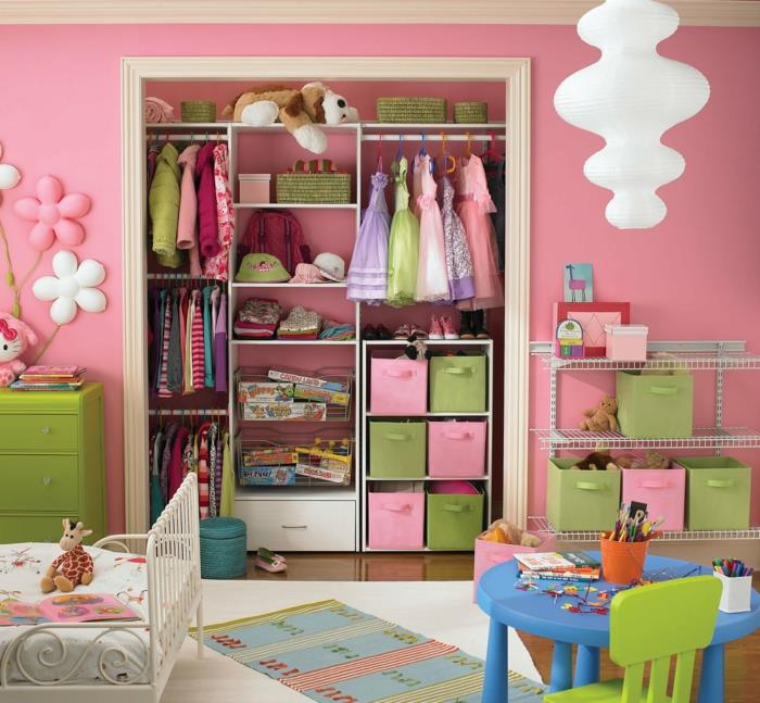 eläviä ideoita lastenhuoneen tyttö vaaleanpunainen seinäväri lastenhuoneen huonekalut