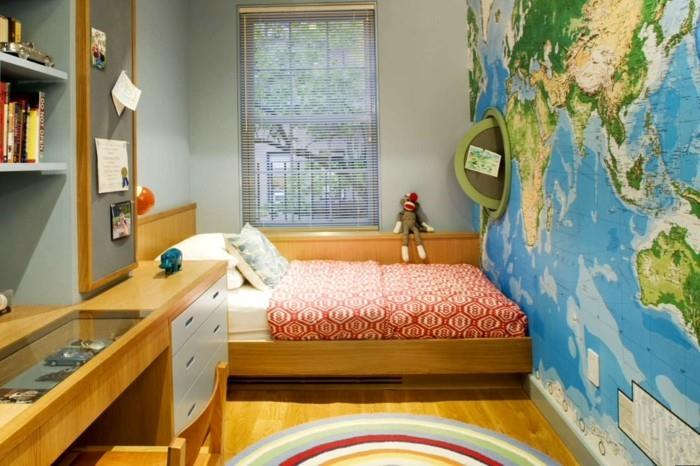 eläviä ideoita lastenhuone maailmankartta aksentti seinä pyöreä matto