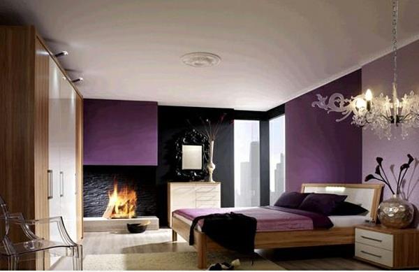 eläviä ideoita violetti makuuhuone nykyaikainen seinäkoriste