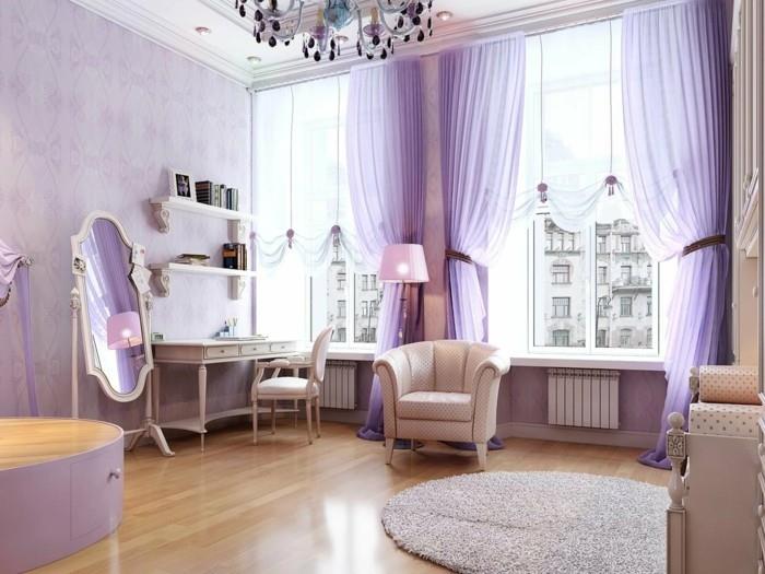 eläviä ideoita makuuhuoneet hienoja ilmavia verhoja vaalean violetissa