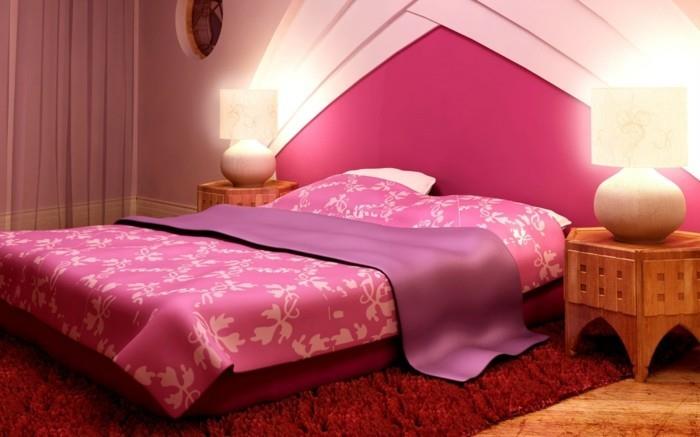 elävät ideat makuuhuone epätavallinen seinän suunnittelu punainen matto