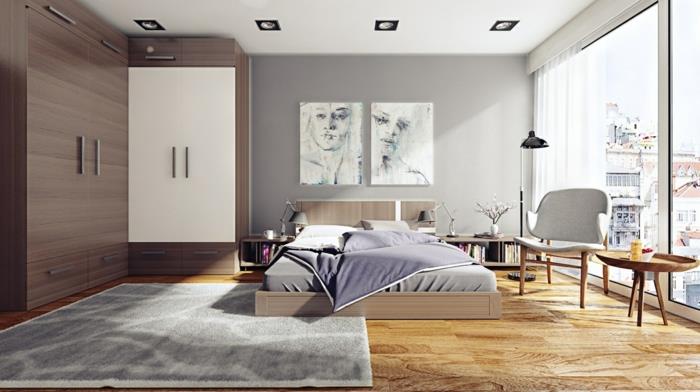 elävät ideat makuuhuoneen lattia puu näyttää vaaleanharmaalta seinältä tyylikäs matto