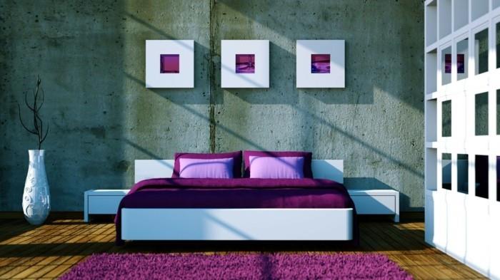 eläviä ideoita makuuhuone kaunis seinäkoriste ja betoninen ilme