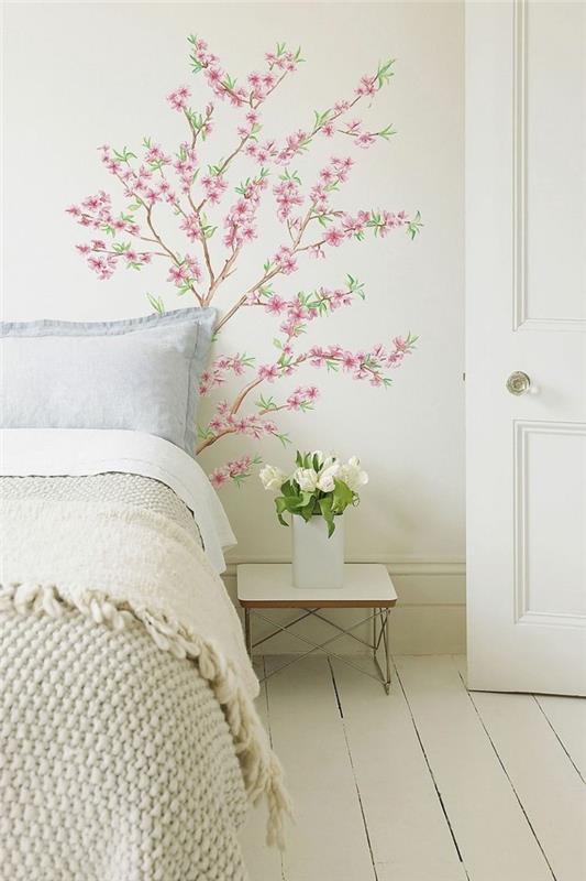 elävät ideat makuuhuone kaunis seinän suunnittelu puulattia kirkas sisustus