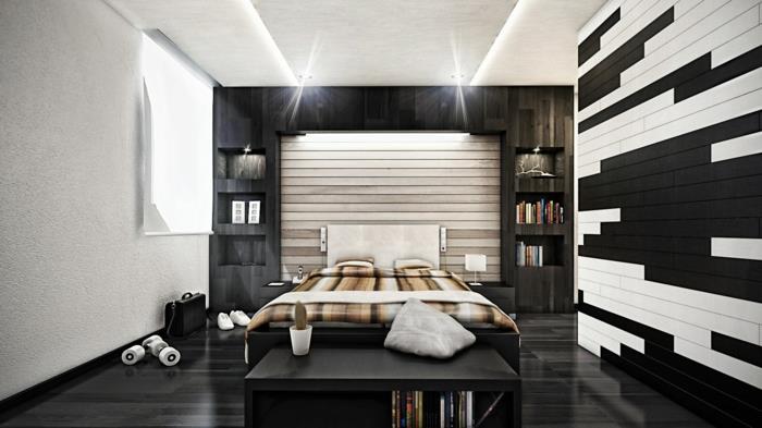 elävät ideat makuuhuone musta lattia kaunis seinäsuunnittelu