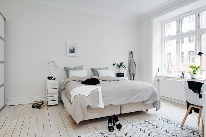 eläviä ideoita makuuhuone valkoiset seinät kasvit skandinaaviseen tyyliin