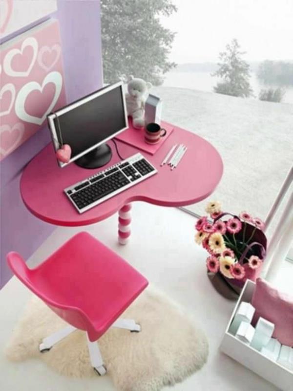 eläviä ideoita kaunis kirjoituspöytä vaaleanpunainen