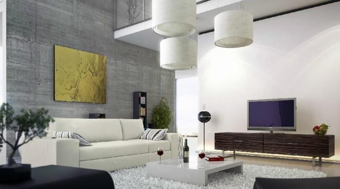 elävät ideat olohuone betoni näyttää aksentti seinä -tv