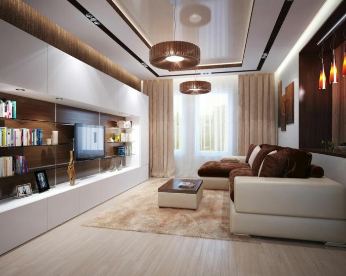 olohuoneet olohuoneen feng shui -tyyliset ruskean alakaton sävyt