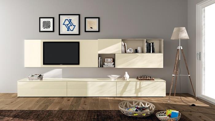 elävät ideat olohuoneen seinähyllyt tv -seinäyksikkö minimalistiset selkeät linjat