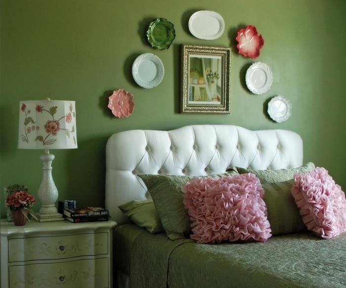 eläviä ideoita tehdä itsellesi seinäkoriste makuuhuone makuuhuone vihreä seinä